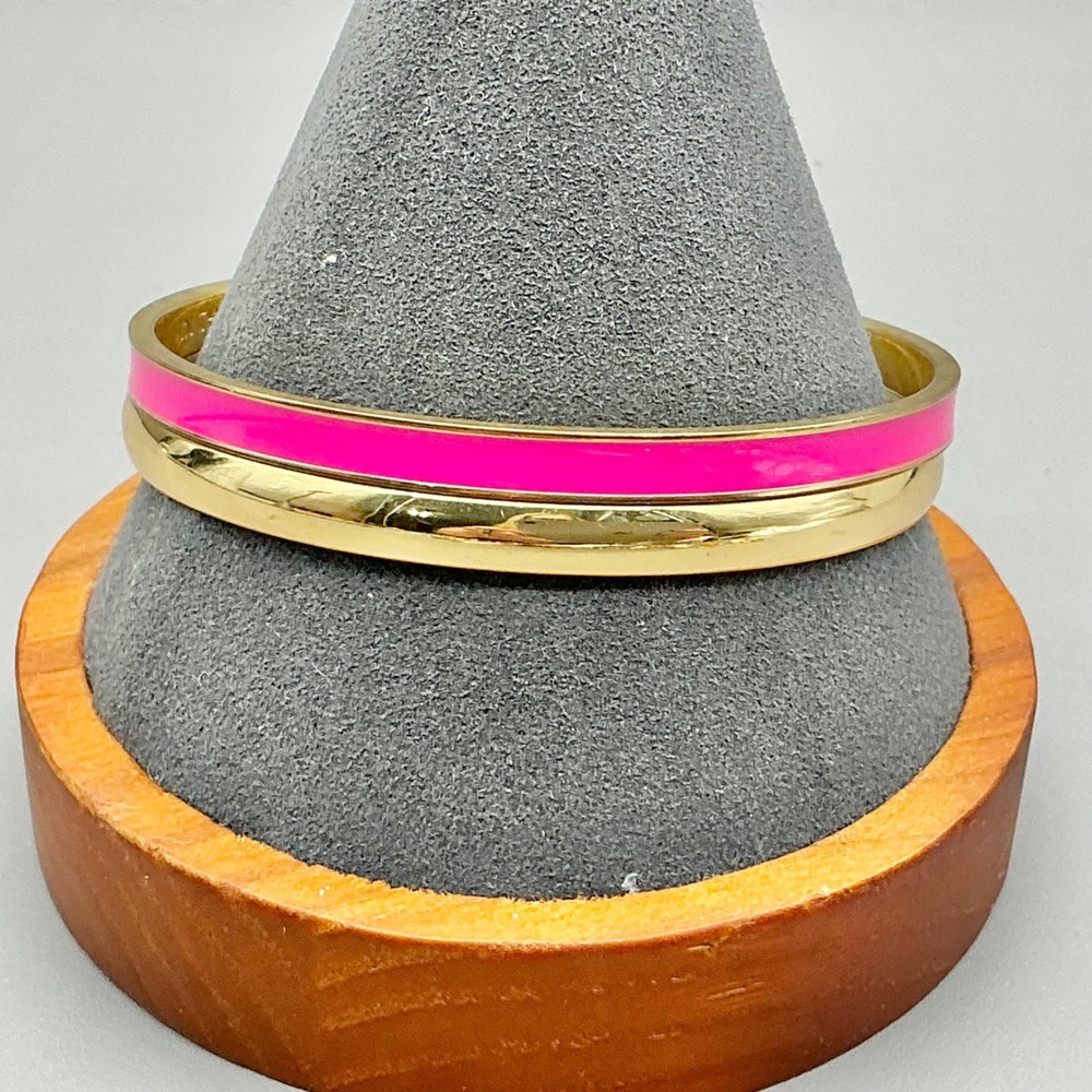 Kate Spade Bangle Bracelet Women Gold Pink Heart Of Gold In The Pink Set Of 2
